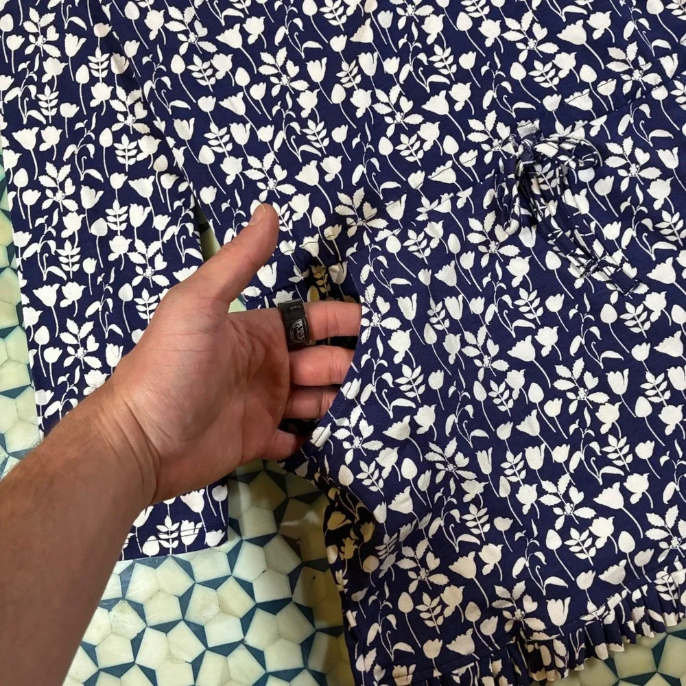 NWT Oscar de‎ la Renta Kids Blue Floral Print Long Sleeve Dress Size 12Y